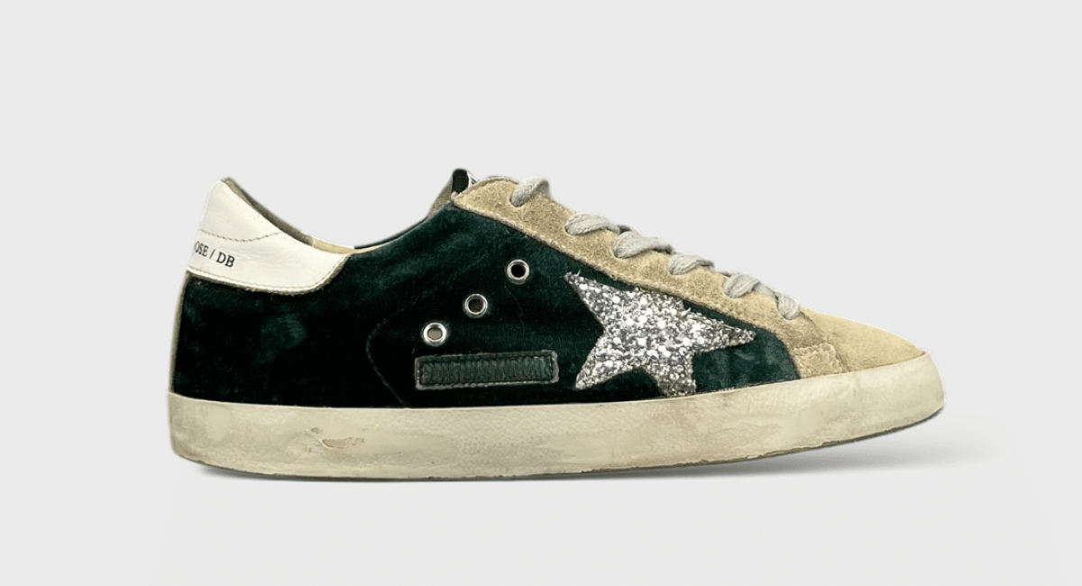 7550 Golden Goose Super Star Velour vert/Argent /Daim 37