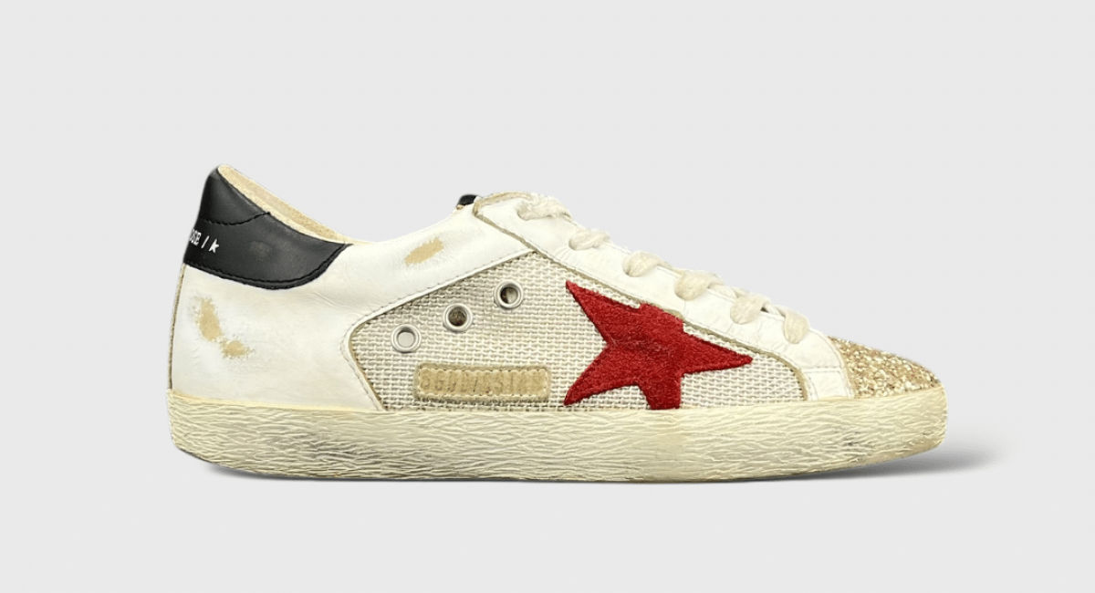 Golden Goose Superstar blanche/or/paillette/rouge 37