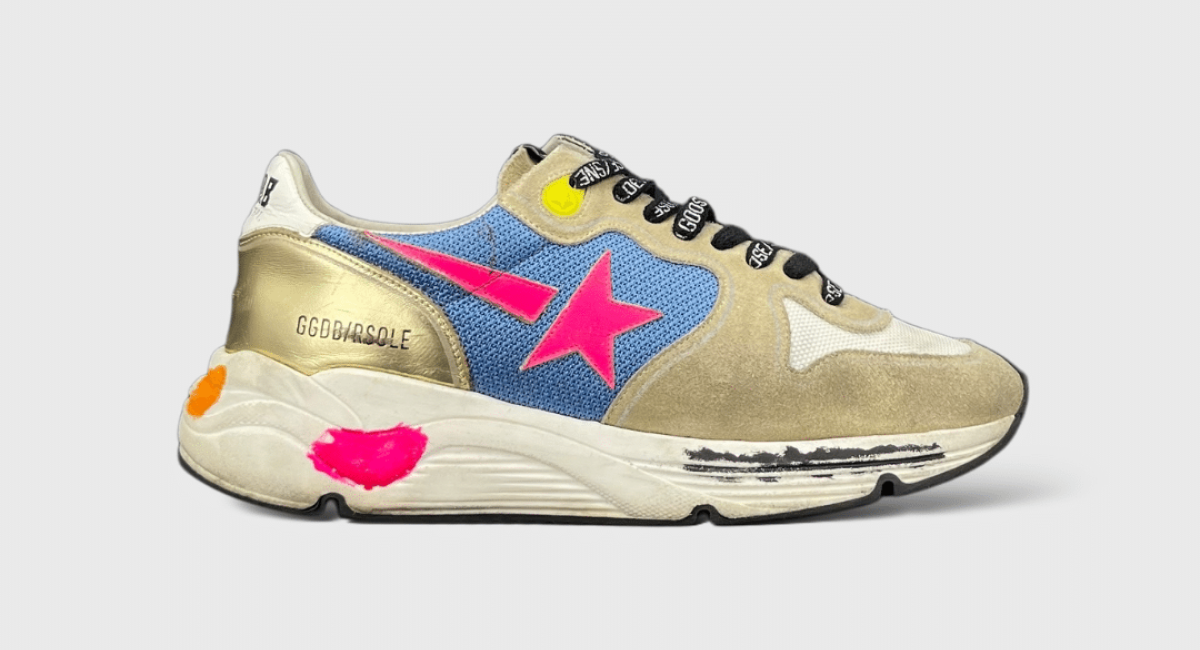 Golden Goose Running Gris/bleu/rose/or 37