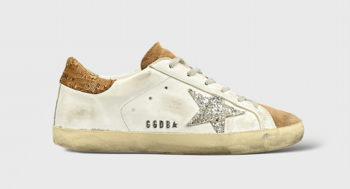 Golden Goose Superstar blanche/marron/paillette 37